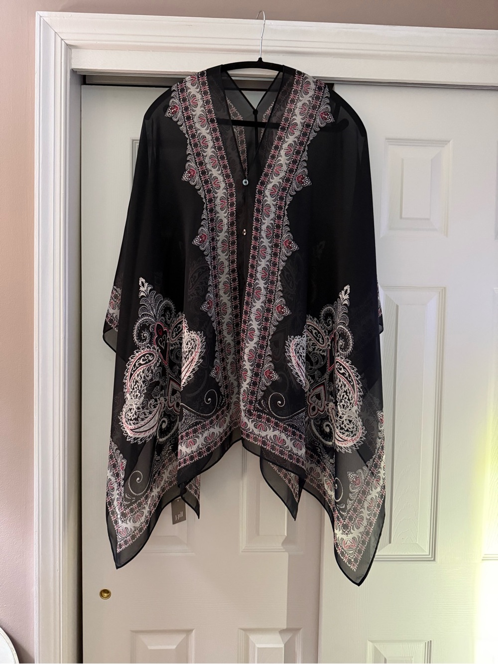 NWT Sheer Black Paisley Kimono Cover-Up
